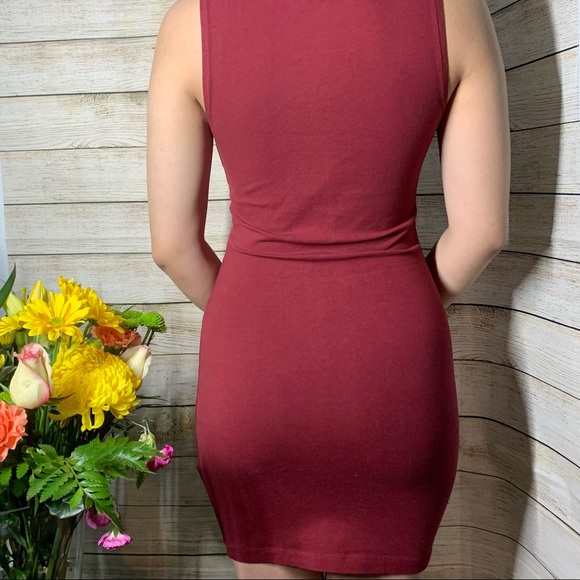 Burgundy -Red Garage Bodycon Dress - Picture 4 of 11
